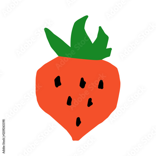 Strawberry. Geometry minimalistic organic fruit. Doodle style icon. Vector cartoon flat isolated illustration