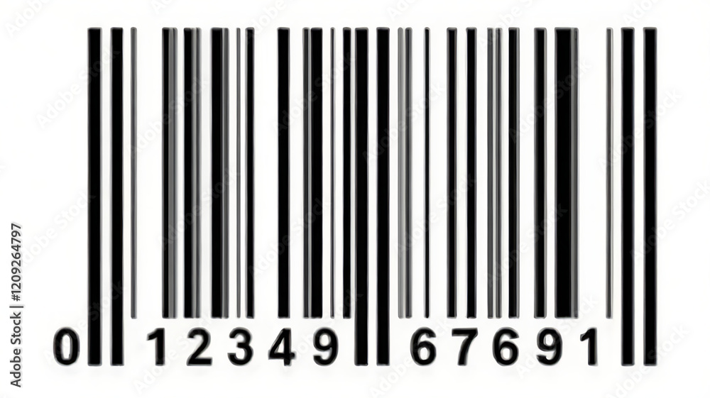 Standard Barcode with Numeric Code: barcode scanner, barcode technology, UPC code, barcode system, product identification.