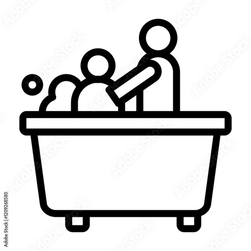 Bathing Assistance Vector Line Icon Design 