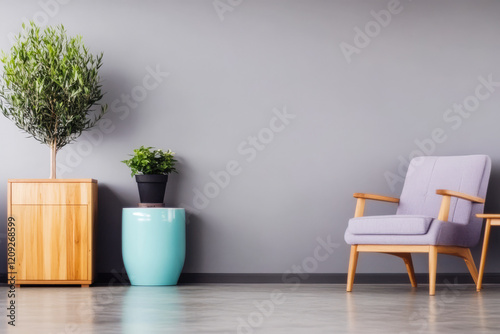 Wallpaper Mural Decorated living room corner with modern furniture and plants in contemporary style Torontodigital.ca