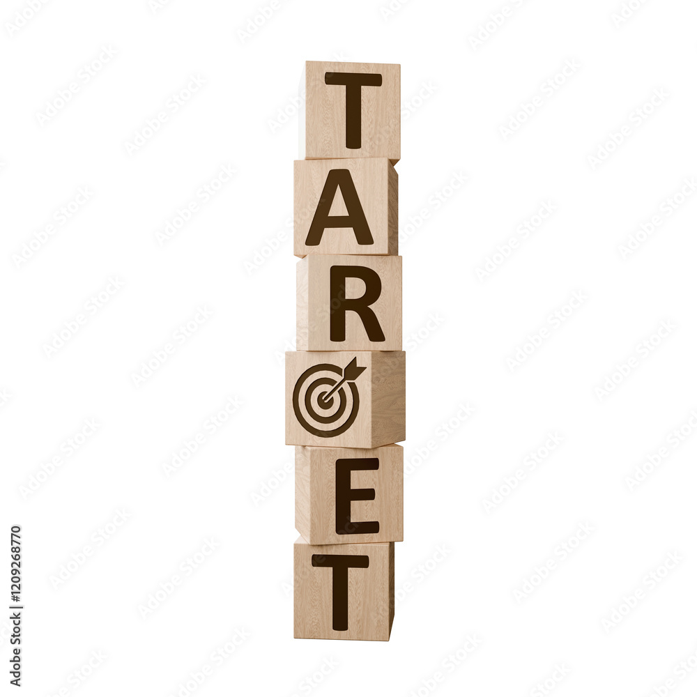 Target Focused: Wooden blocks spell out the word Target Focused: Wooden blocks spell out the word