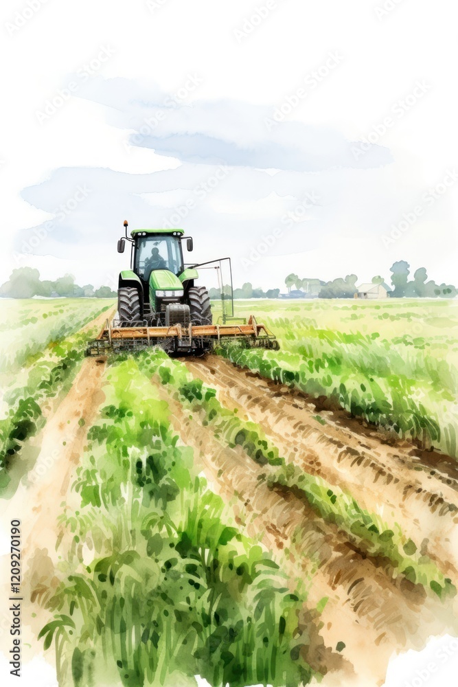 Fototapeta premium Agriculture field outdoors tractor