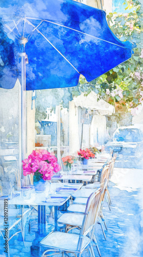 Spring Town Café and Flower Shop with Matisse-Inspired Artistic Concept, Soft Lighting and Radiant Ambiance. Ideal for Mobile and Computer Wallpaper.