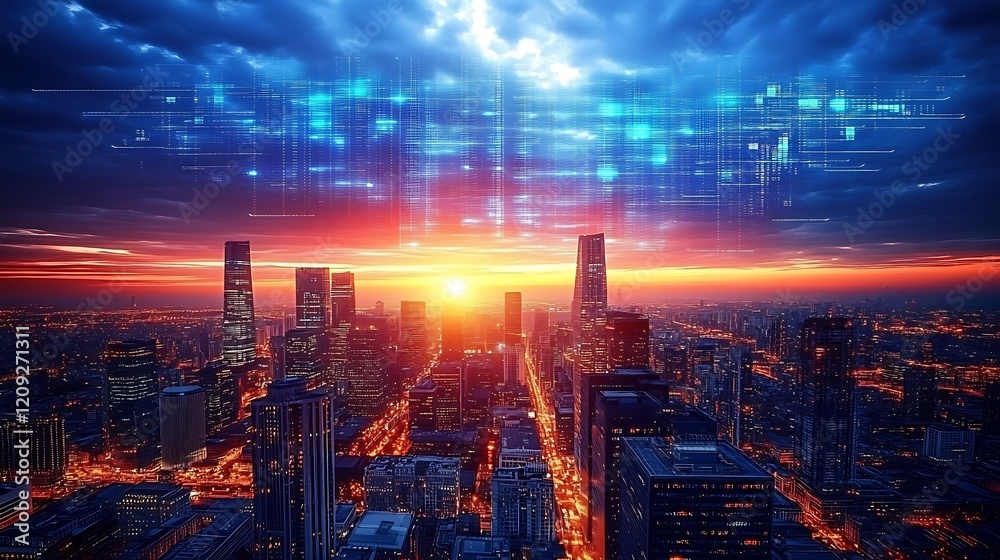 Fototapeta premium Abstract Digital Data Stream: A Visual Representation of Code and Information Flow