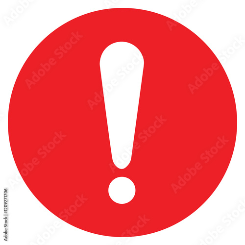 Sign attention warning error danger, red  with exclamation mark, caution accident, alarm alert