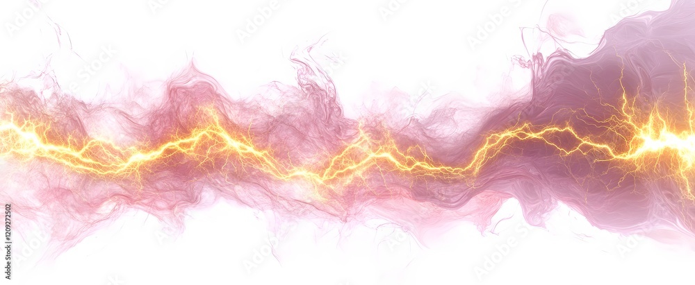 Abstract Pink Cloudscape With Golden Lightning Abstract Pink Cloudscape With Golden Lightning