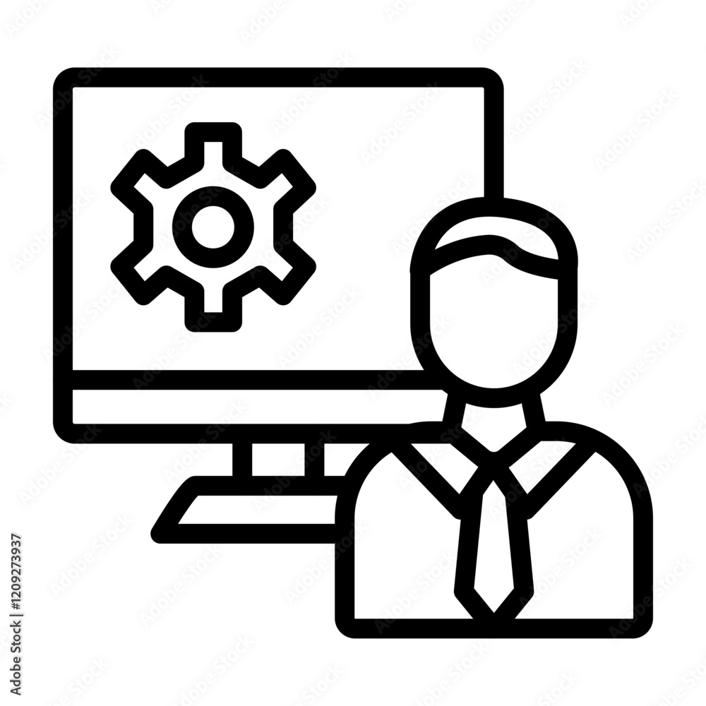 Network Admin Vector Line Icon Design Network Admin Vector Line Icon Design