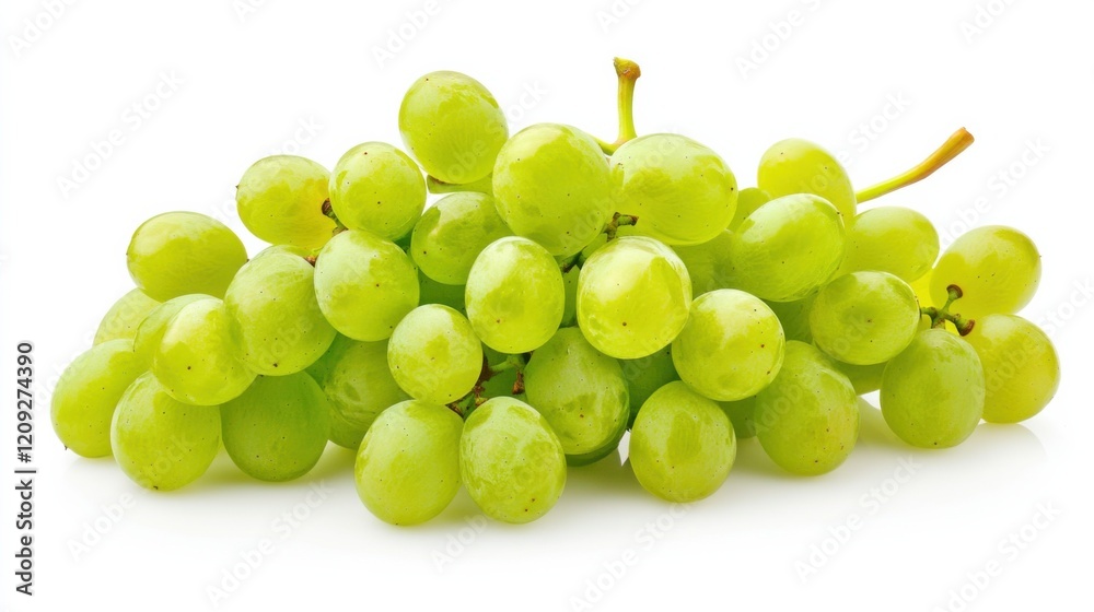 A bunch of green grapes with their round, juicy shapes and slight translucency, Each grape’s vibrant color and subtle imperfections captured with precision A bunch of green grapes with their round, juicy shapes and slight translucency, Each grape’s vibrant color and subtle imperfections captured with precision