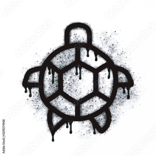 graffiti turtle icon spray painted in black on white. Turtle symbol isolated on white background. Vector illustration