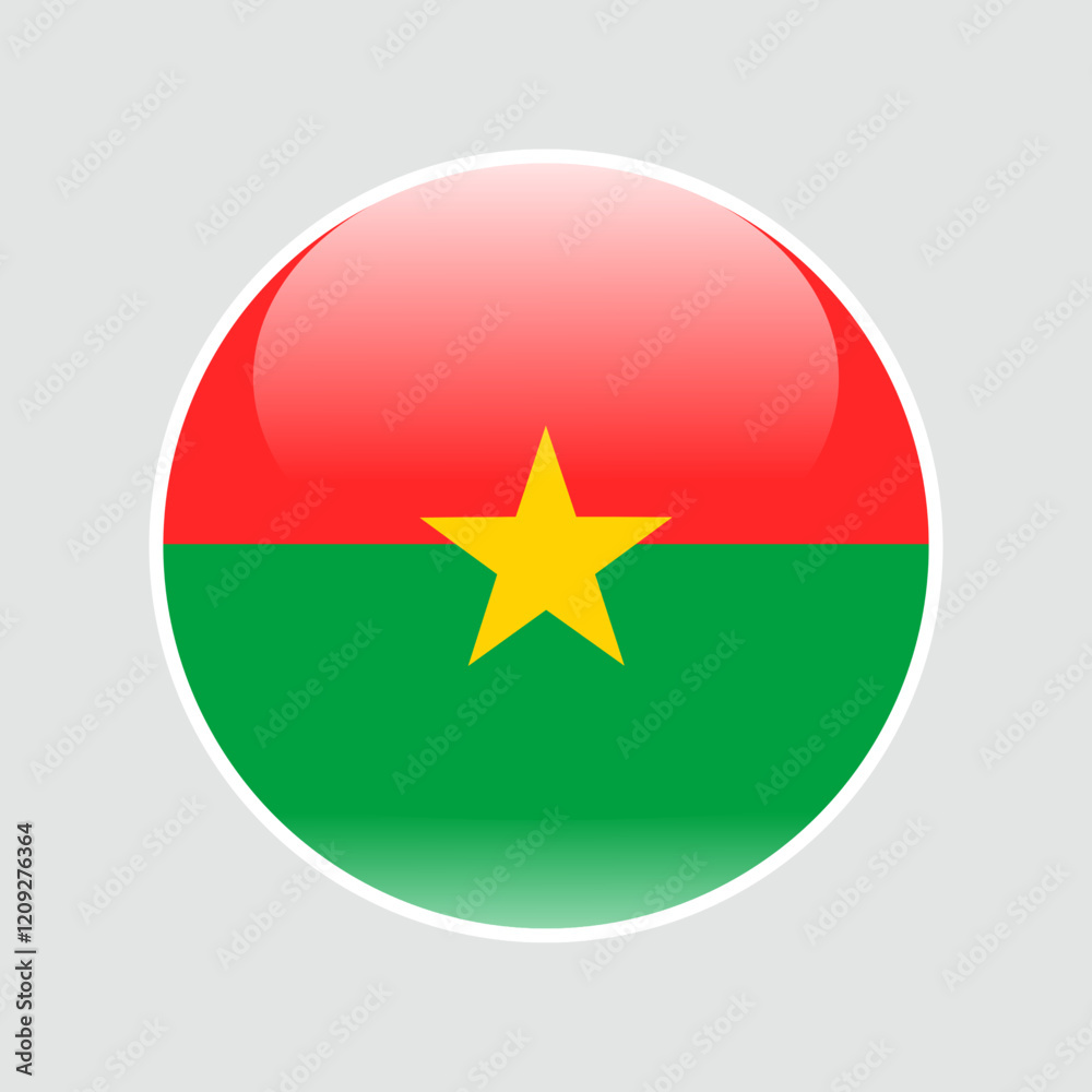 The flag of burkina faso. Circle icon flag. Button flag icon. glossy circle badge. 3d illustration. The flag of burkina faso. Circle icon flag. Button flag icon. glossy circle badge. 3d illustration.