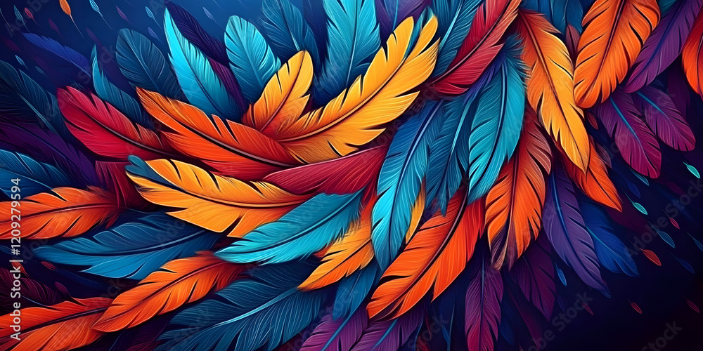 Obraz premium Native american heritage month, International Day of the World's Indigenous Peoples or Native American Day. Vector banner. Background with a pattern of feathers.