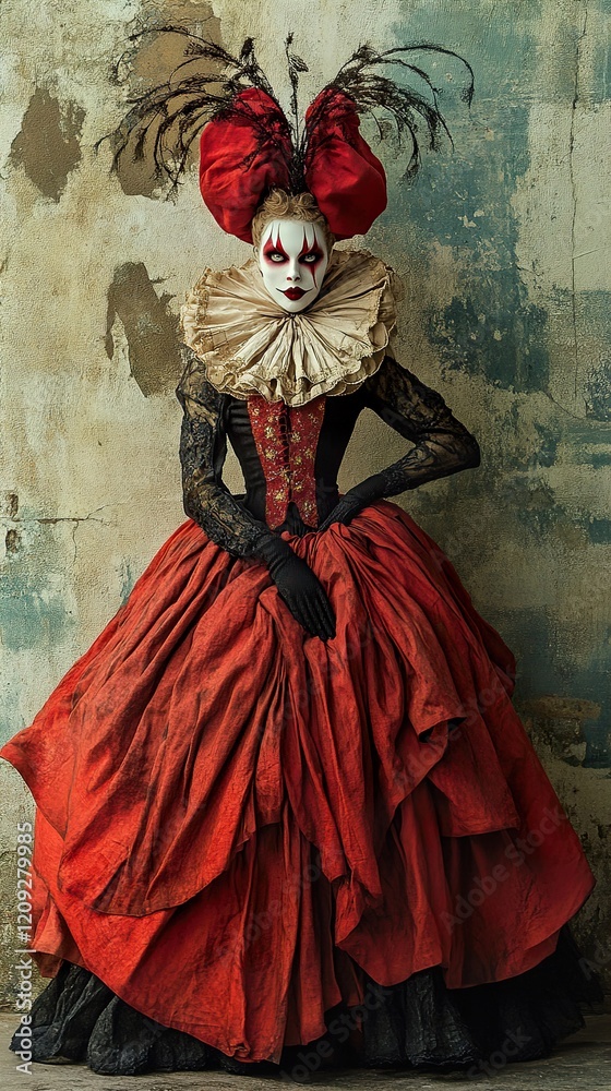 Victorian Era Clown: A Dark, Dramatic Portrait Victorian Era Clown: A Dark, Dramatic Portrait