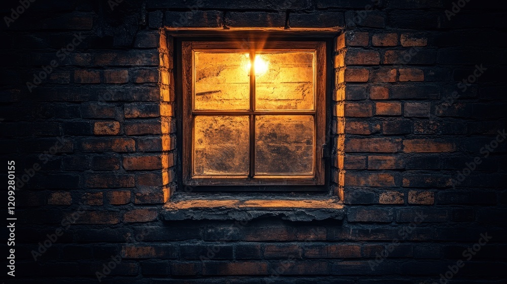 Fototapeta premium Warm Glow from a Vintage Window at Night