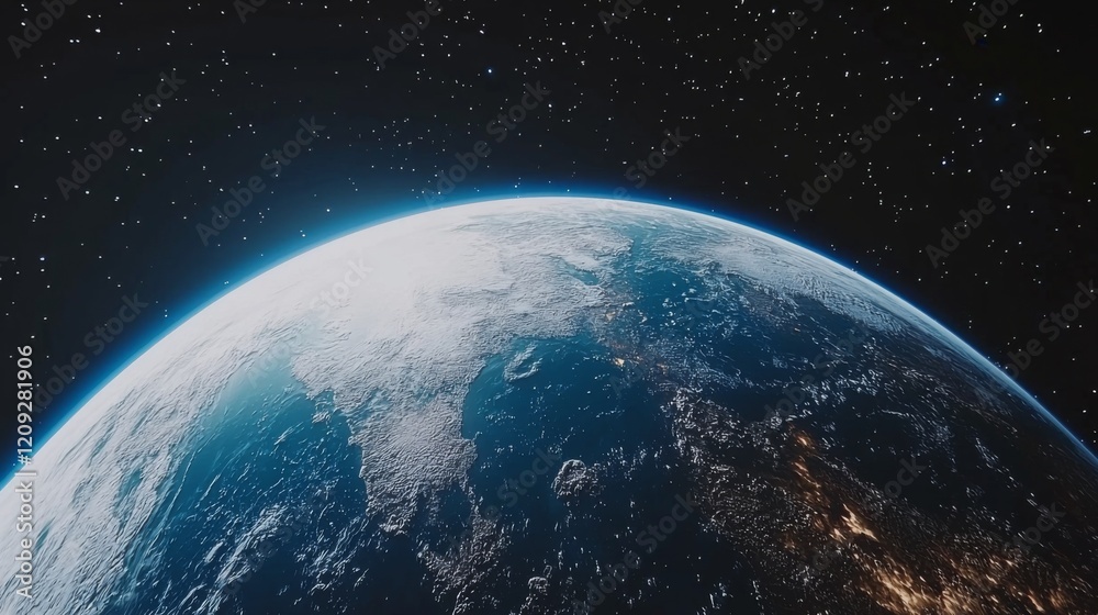 Obraz premium Stunning View of Earth from Space Planet Earth Global Perspective Night Lights Space Exploration