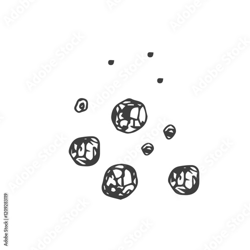 Black pepper seasoning. Hand drawn ink sketch. .