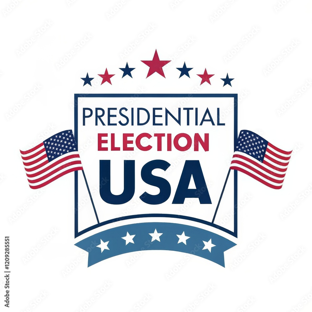 USA Presidential Election Patriotic Badge Design with Flags, Stars, and Ribbon, election,patriotic USA Presidential Election Patriotic Badge Design with Flags, Stars, and Ribbon, election,patriotic