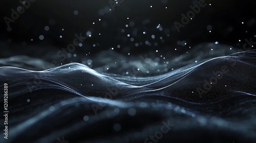 Abstract Dark Grey and White Wave Particle Background
