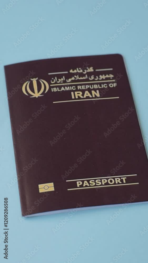 International passport of a citizen of Iran on a dark concrete background, international travel International passport of a citizen of Iran on a dark concrete background, international travel