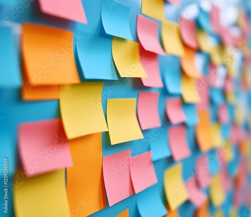 Colorful Sticky Notes Adorn A Blue Surface