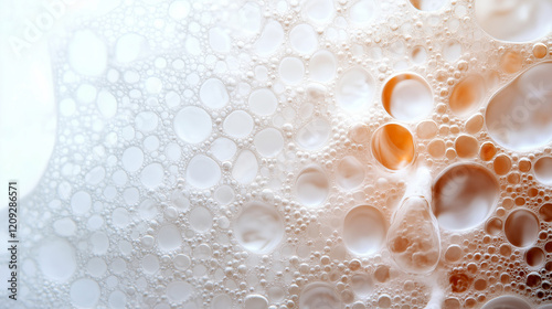 Yeast cells in bubbles on a white background
