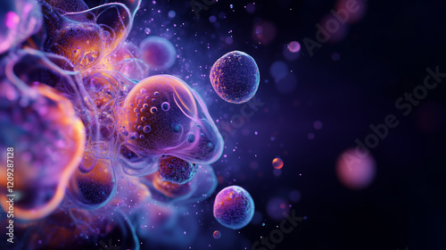 Yeast Cells in a vibrant, abstract background