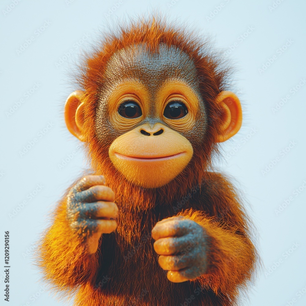 Fototapeta premium Playful Baby Monkey with Adorable Expression and Soft Fur