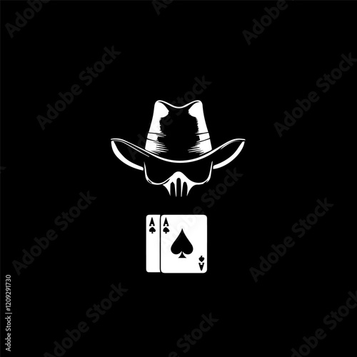 Silhouette of a mysterious figure with a fedora and aces.