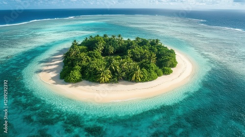 Remote Island with Crystal Clear Waters and Lush Green Landscape