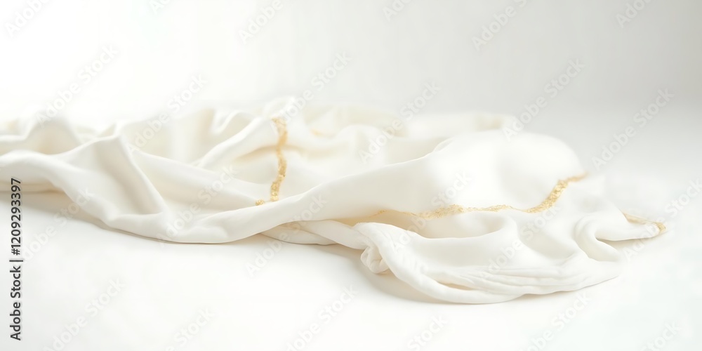 Luxurious White Muslin Swaddle with Gold Detailing Luxurious White Muslin Swaddle with Gold Detailing