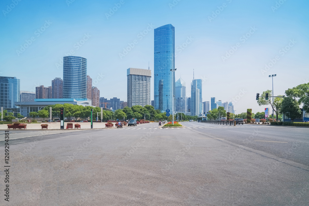 The urban skyline and asphalt road scenery of Nanchang City, Jiangxi Province, China on April 1, 2024 The urban skyline and asphalt road scenery of Nanchang City, Jiangxi Province, China on April 1, 2024