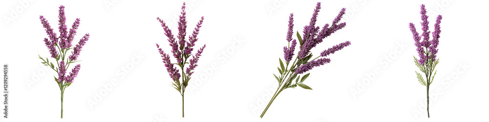 Fototapeta premium Vibrant Purple Lavender Flowers Blooming in a Scenic Countryside Meadow Fragrant and Delicate Lavender Blossoms Against a Natural Green Background Perfect for Floral Botanical or Romantic Designs