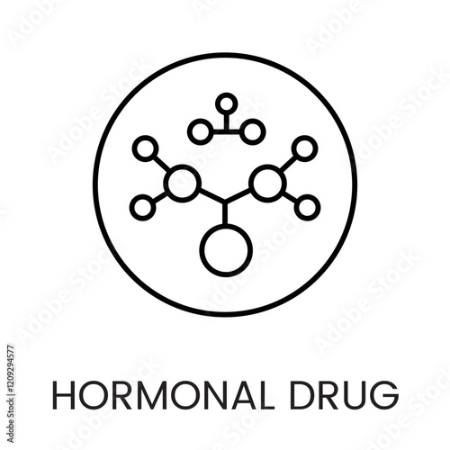 A molecular structure icon in vector, symbolizing hormonal drugs or chemical compounds, with an editable stroke