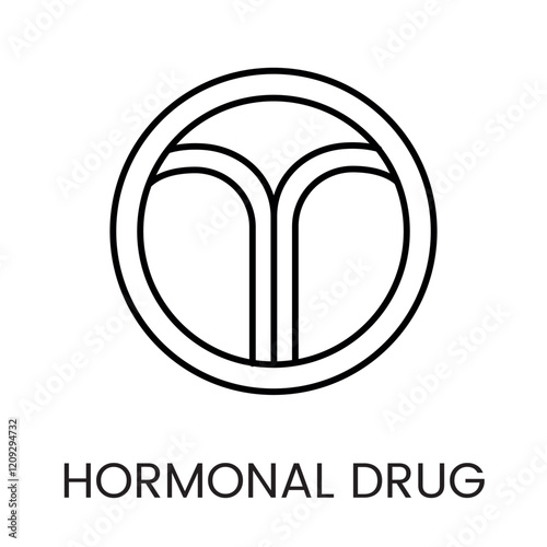 A uterine symbol icon in vector, representing female reproductive health or hormonal treatment, with an editable stroke