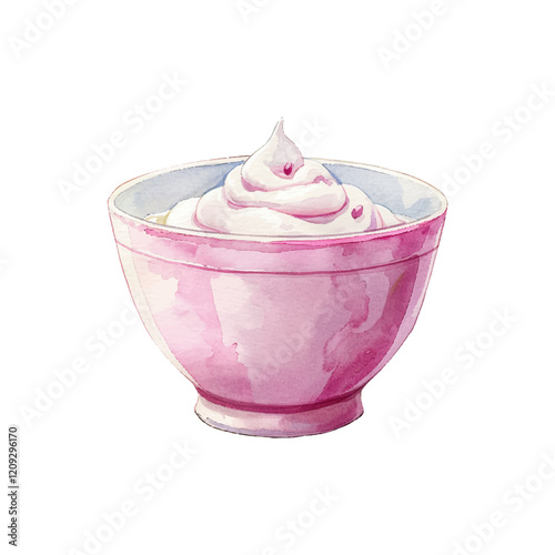 yogurt bowl vector illustration in watercolor style 