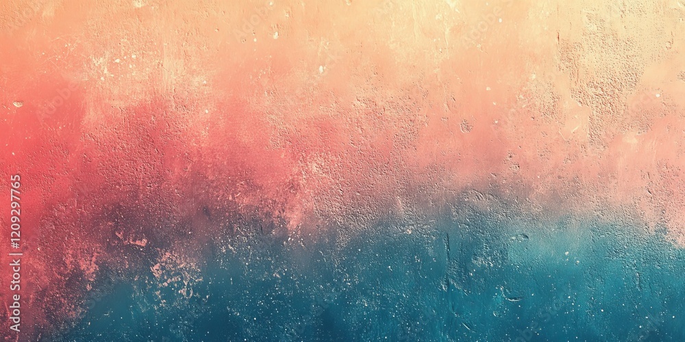 Fototapeta premium Teal and peach color gradient with noise texture, vibrant cover, Generative AI