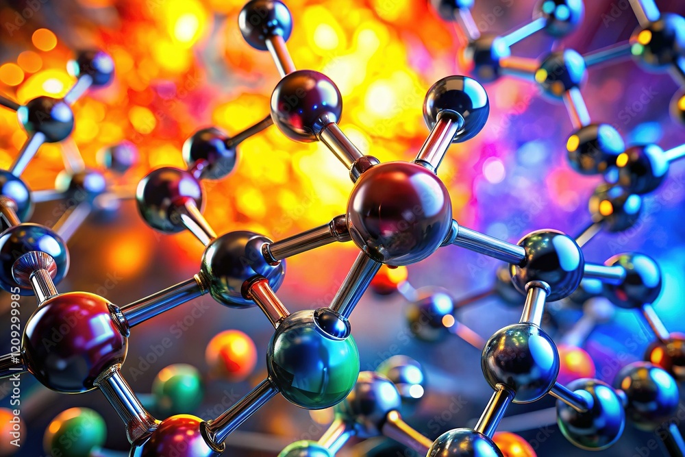 Macro Close-up of Ethanol Molecule, Skeletal Formula, Chemical Structure