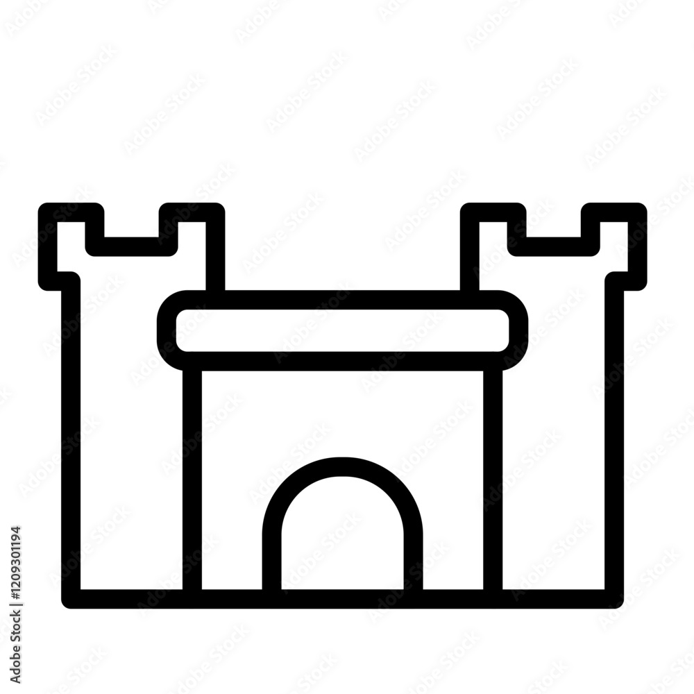 Castle Wall Vector Line Icon Design Castle Wall Vector Line Icon Design