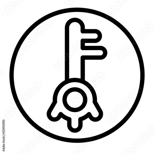 Dungeon Key Vector Line Icon Design