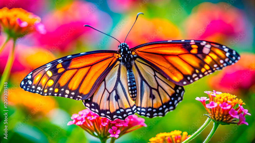 Naklejka premium monarch butterfly on flower