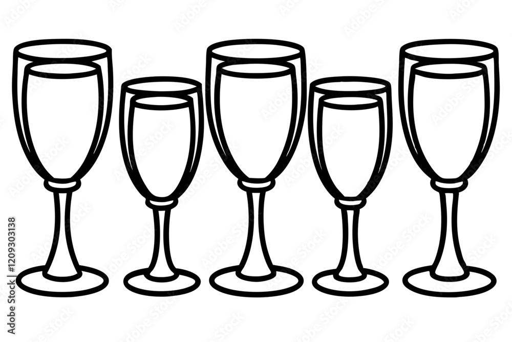 Abstract Wine Glasses Line Drawing Set Abstract Wine Glasses Line Drawing Set