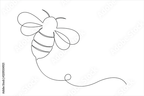 Honey bee continuous one line art drawing of vector