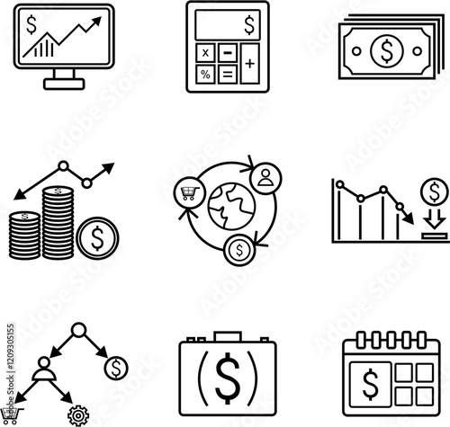 financial icons stock vector.eps