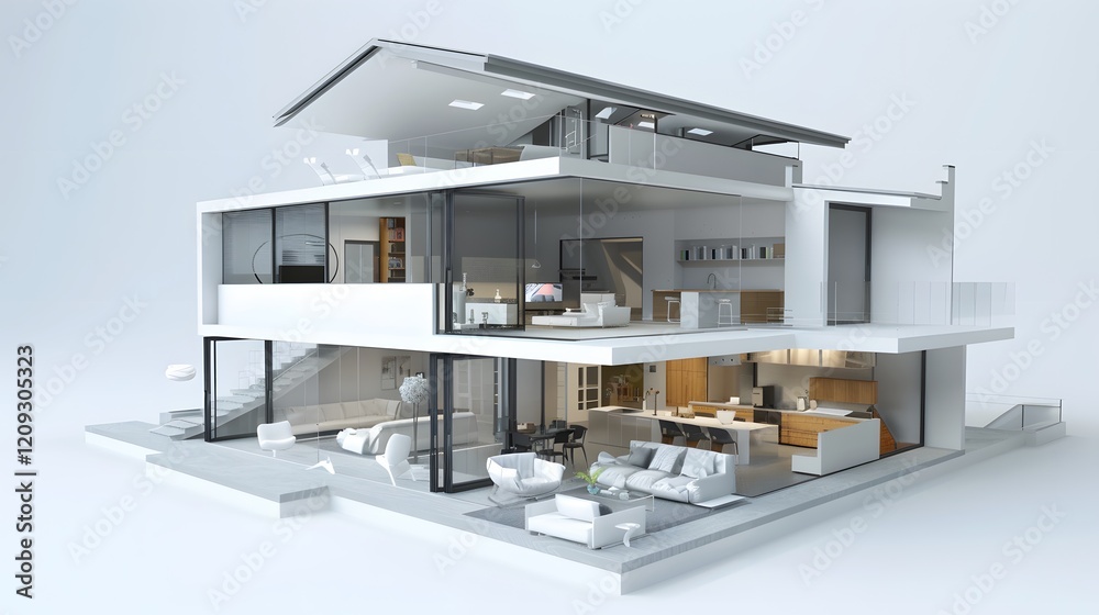 Modern Home Interior Design Cutaway View Modern Home Interior Design Cutaway View