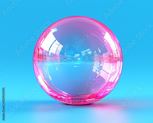 Wallpaper Mural Pink glass sphere on blue background. Torontodigital.ca