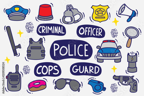 set of police good for background, wallpaper, element design, sticker, etc