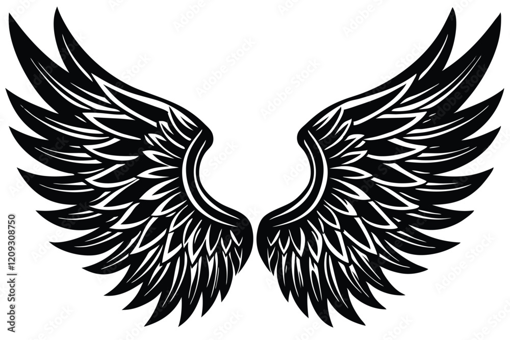 Fototapeta premium Bird wings silhouette set. Wing flat illustration