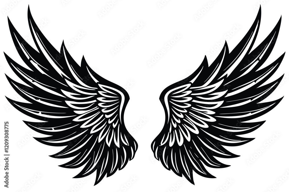Fototapeta premium Bird wings silhouette set. Wing flat illustration