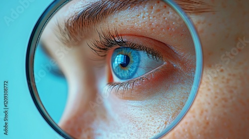 Detailed view of human nose magnified to reveal skin textures and fine lines photo