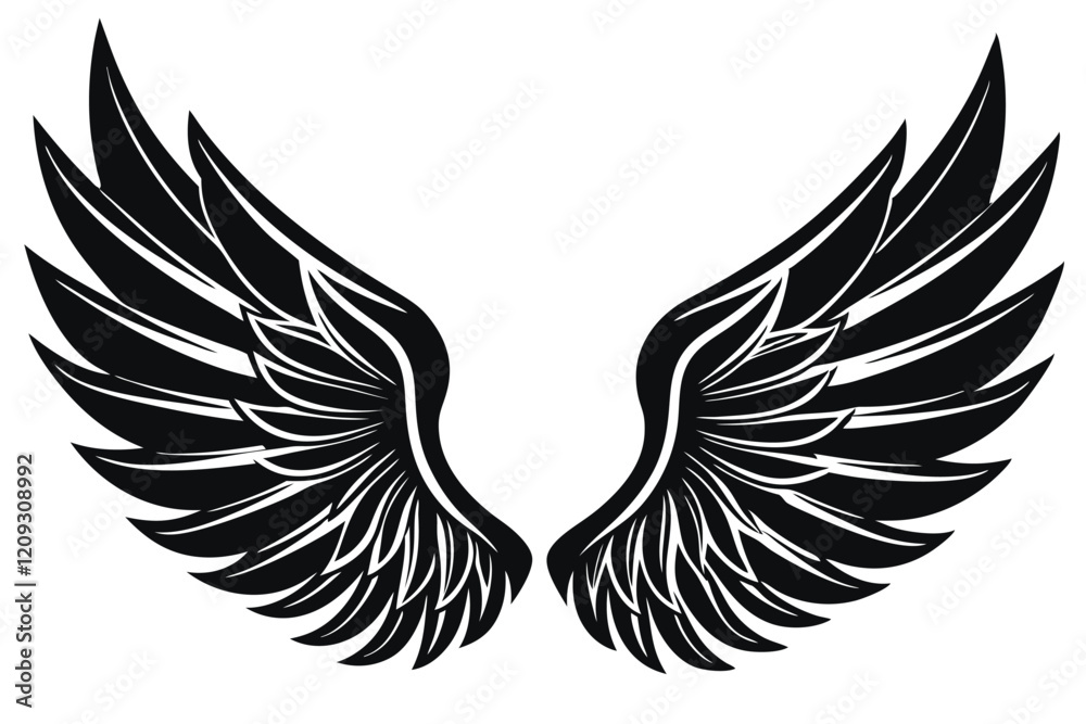 Fototapeta premium Bird wings silhouette set. Wing flat illustration