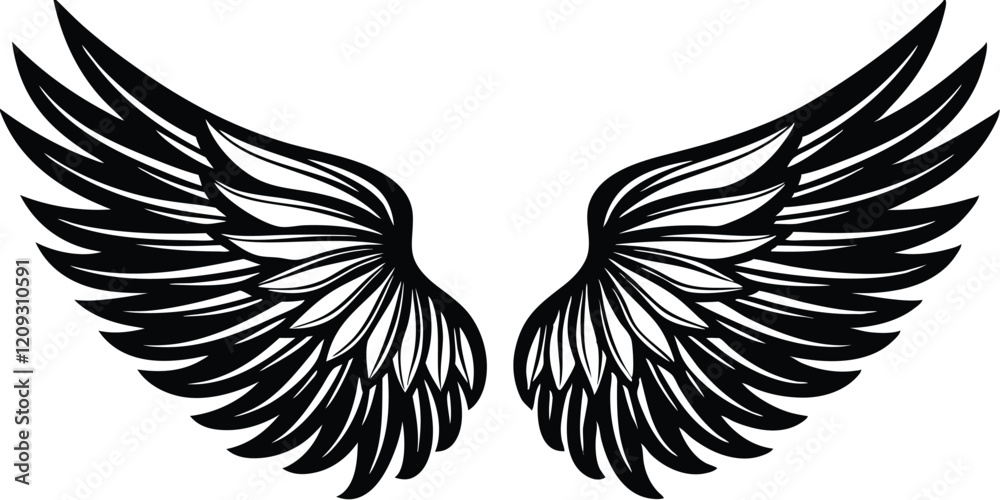 Obraz premium A collection of wing set silhouette vector illustration